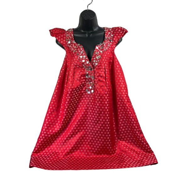 Tracy Reese Dresses & Skirts - Tracy Reese Plenty Frock sequin cap sleeve red brocade dress sz‎ small